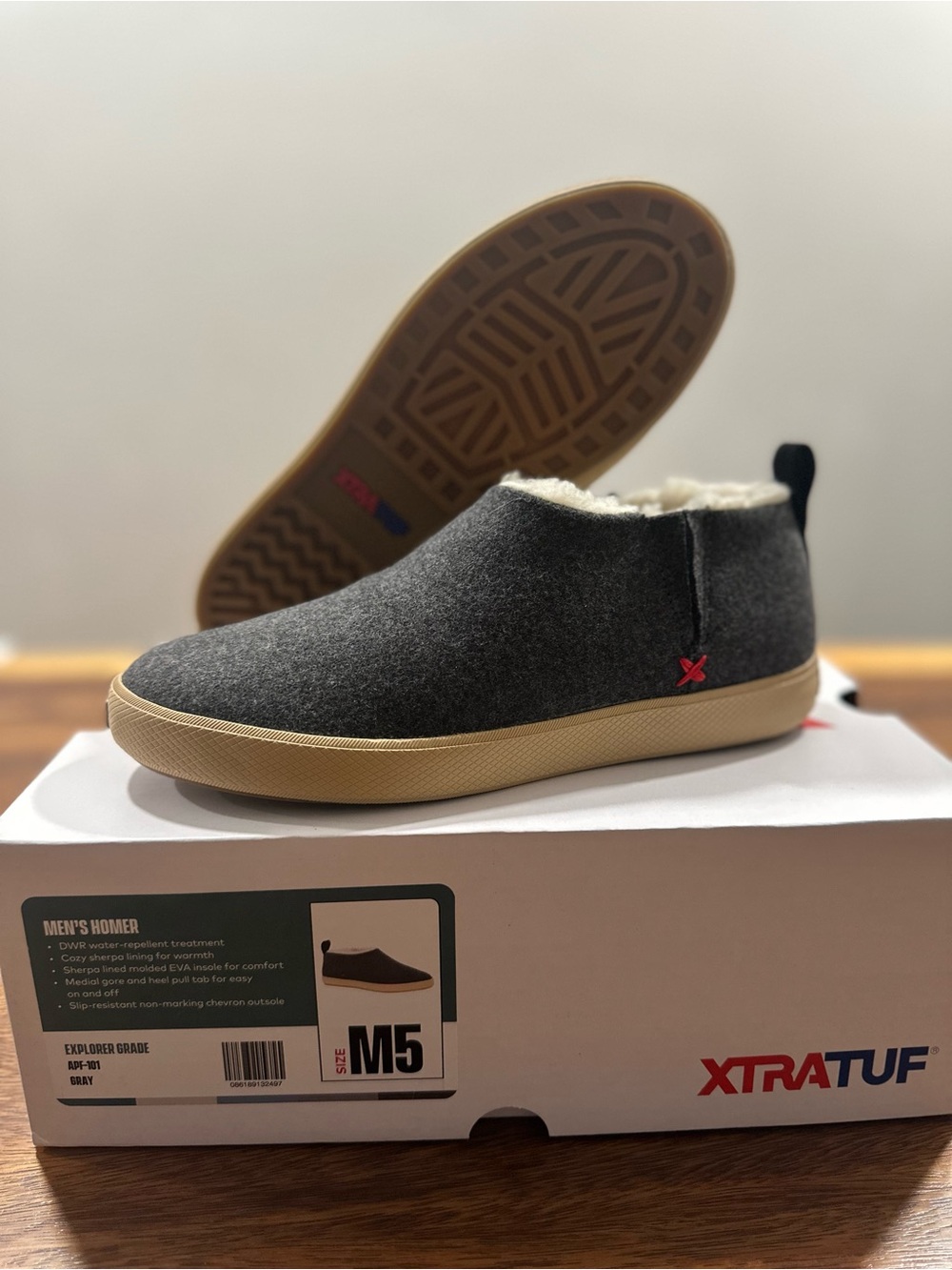 Xtratuf Unisex Homer Sherpa Sneaker Grey Men's Size 5, Women's Size 7 New In Box
